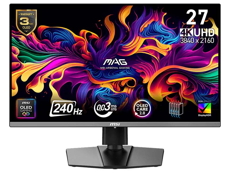 Monitor 27" MSI MAG 272UP QD-OLED X24, 240Hz, 3840x2160 UHD 16:9, HDR400, HDMIx2, DP, Type-C(15W PD)