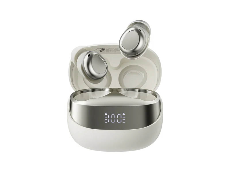 Earphones Blackview AirBuds 9 Beige White TWS, Mic, BT 5.4, PNC, Touch w/Charging Case LED Display