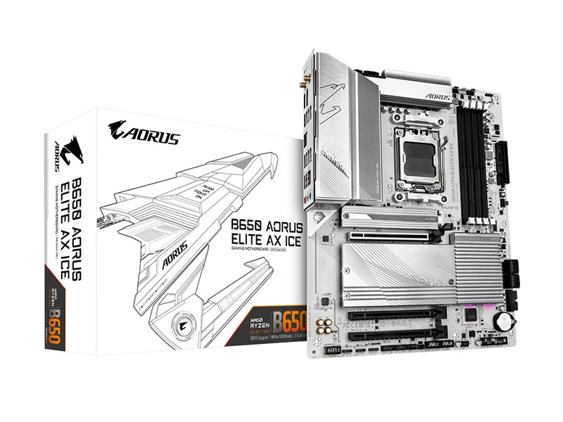 MB Gigabyte B650 AORUS ELITE AX ICE DDR5 AM5 8000MHz OC SATA3 3xM.2 WiFi 6E, BT 5.3 PCIe 5.0 HDMI/DP