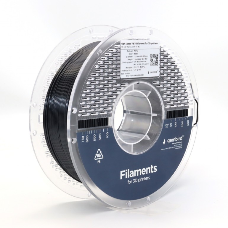 Filament for 3D Printer PETG High Speed 1.75mm Gembird Black