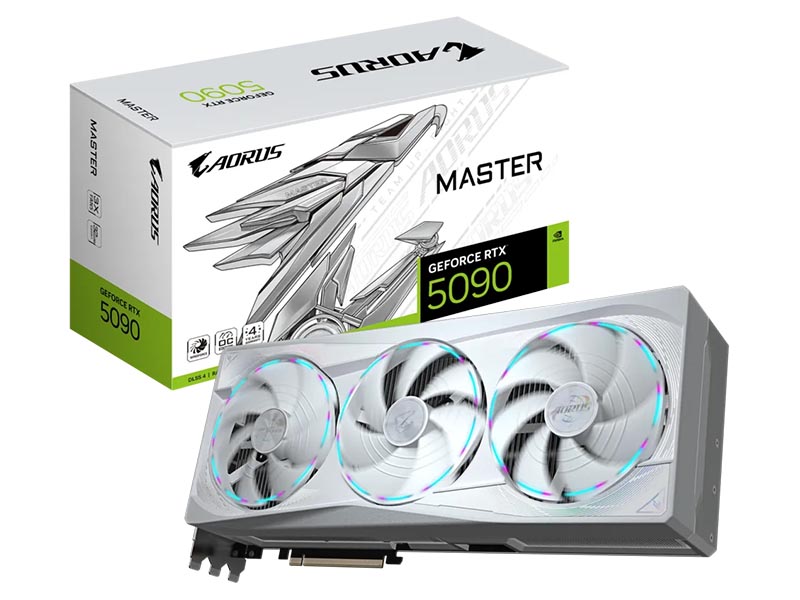 Gigabyte AORUS GeForce RTX 5090 MASTER ICE 32GB GDDR7 HDMI/3xDP/DX12U/PCIe 5.0/WINDFORCE 3X White