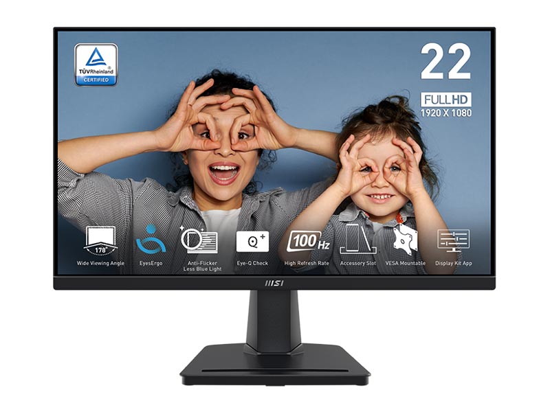 Monitor 22" MSI PRO MP225V VA, 100Hz, FHD, HDMI, VGA, Tilt, Frameless, VESA