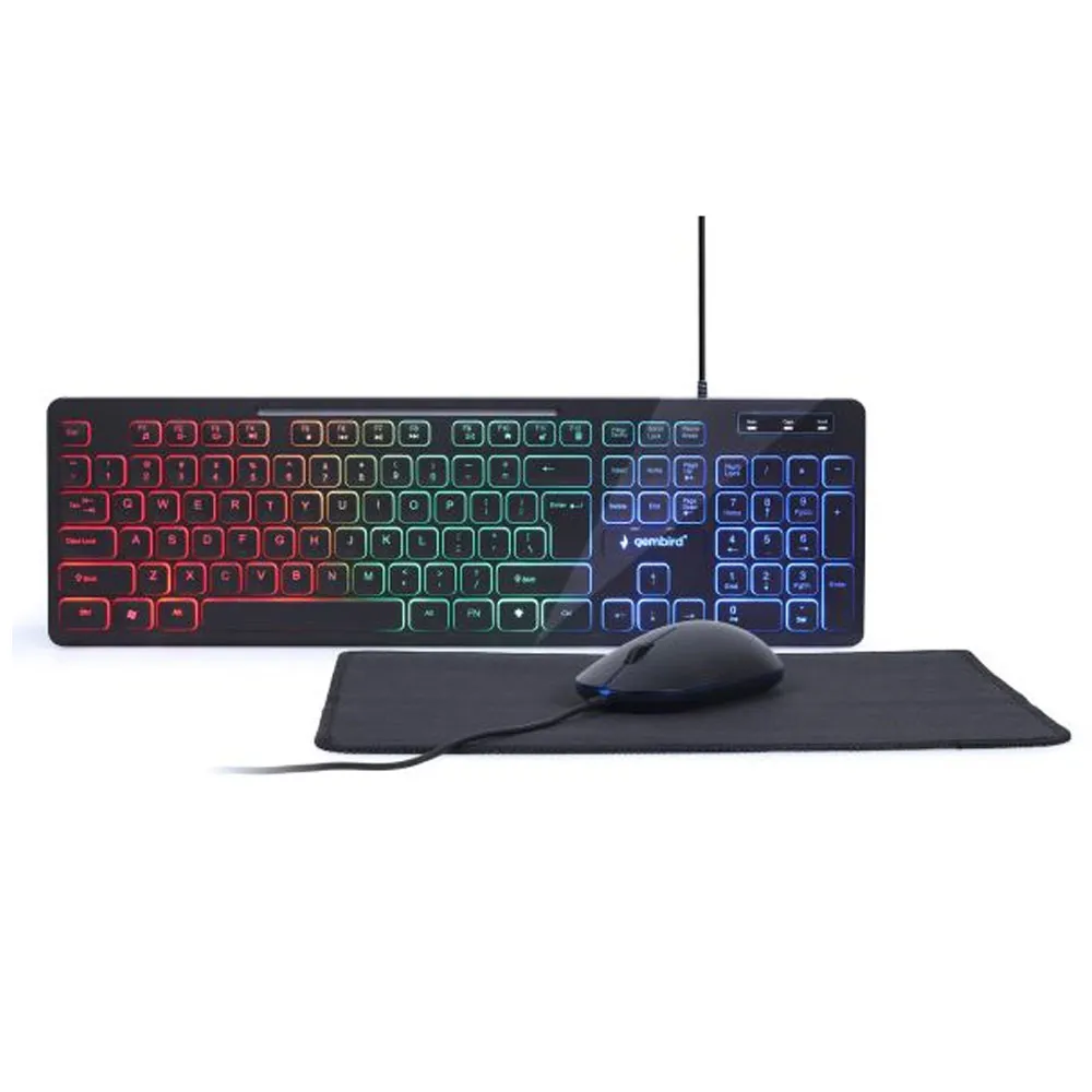 Gembird Keyboard & Mouse & Mousepad 3-in-1 backlight desktop set