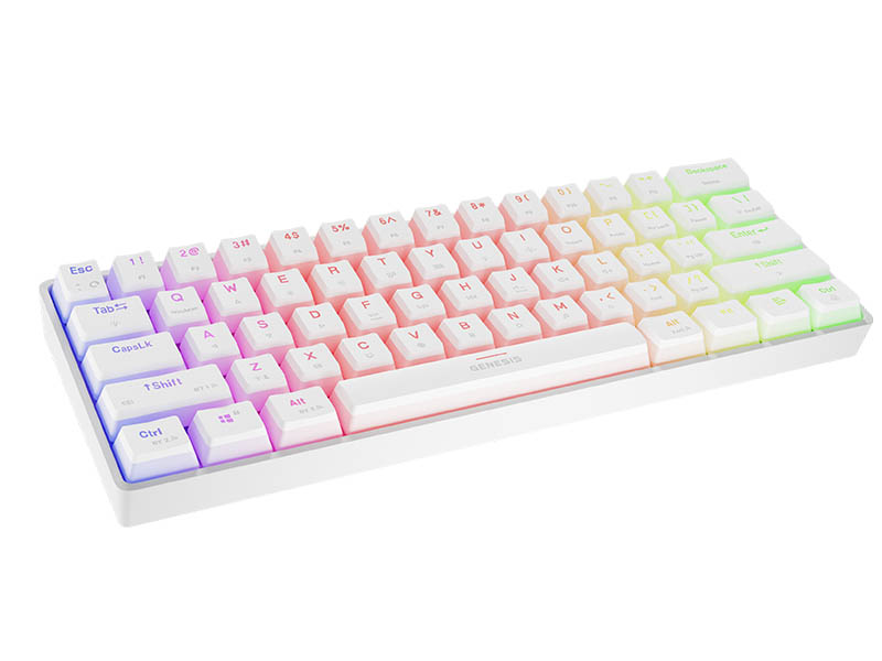 Keyboard Genesis Gaming Thor 660 G2 Wireless Mechanical 60% RGB White Gateron Brown Switches
