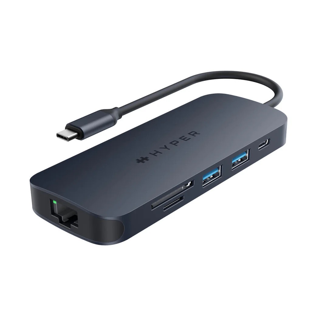 USB-C HUB Hyper 8in1 HDMI/USB/USB-C/SD Card Reader/Gigabit Ethernet/Audio Jack/PD 140W