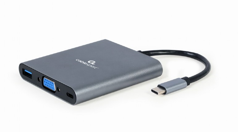 Gembird Multiport Adapter COMBO6 USB Type-C to USB 3.1/HDMI 4K/VGA/SD/PD 60W/Audio Aluminium