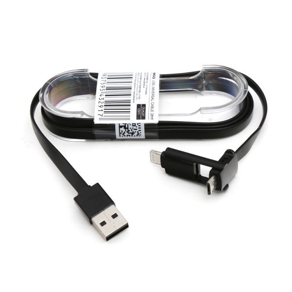USB Cable 2in1 Micro USB and Lightning Black Omega
