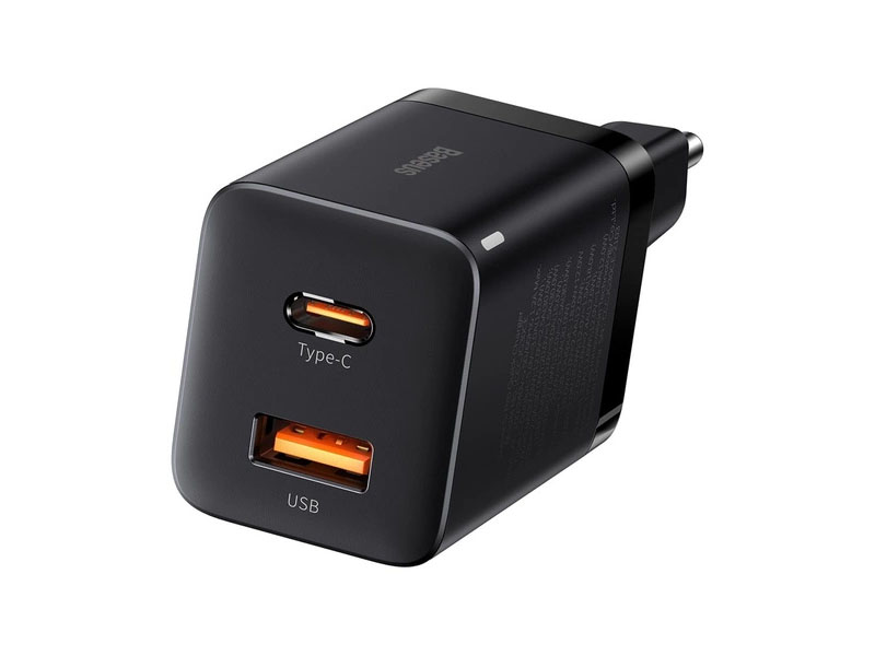 USB Universal Power Charger Baseus Super Si Pro PD 30W USB-A + Type-C Black