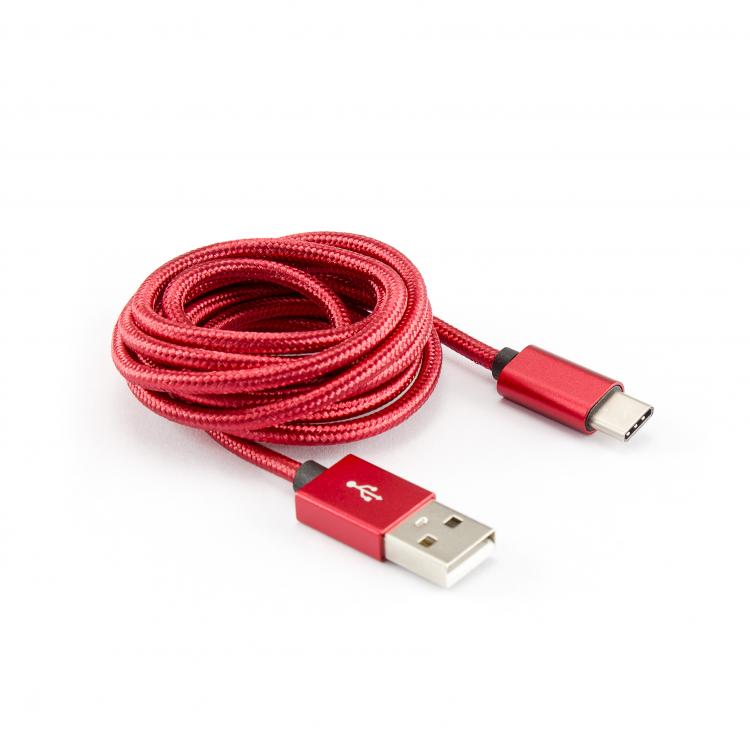 Cable USB 2.0 AM to Type-C 1.5m SBOX Braided Fruity Red