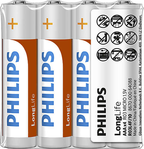 Batteries Philips LongLife AAA Zinc 4pack