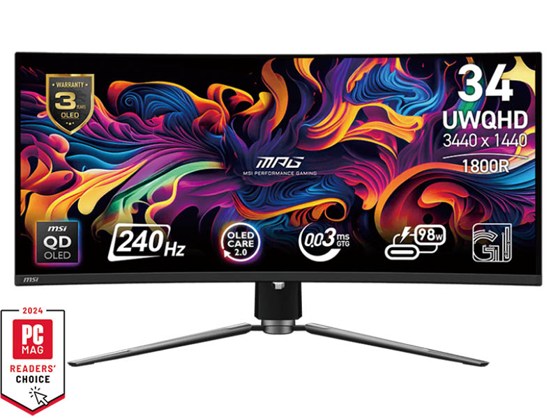 Monitor 34" MSI MPG 341CQPX QD-OLED, 240Hz, 3440x1440 UWQHD 21:9, HDR450, HDMIx2, DP, Type-C(98W PD)