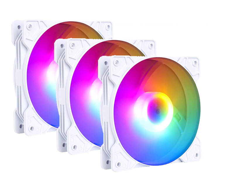 Case Fan 120x120x25 SAMA 3 in 1 Fixed RGB LED White w/Fan HUB