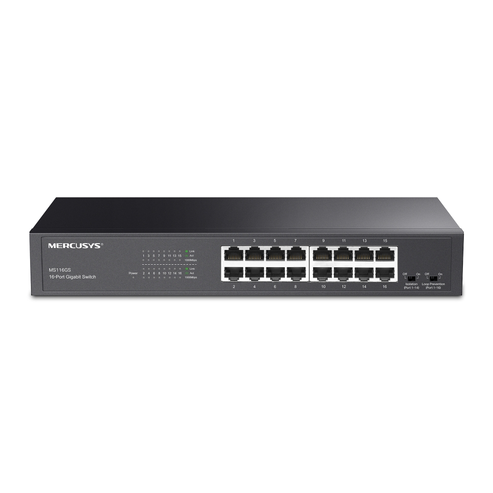 Mercusys Switch 16port Gigabit 10/100/1000, rackmount size MS116GS