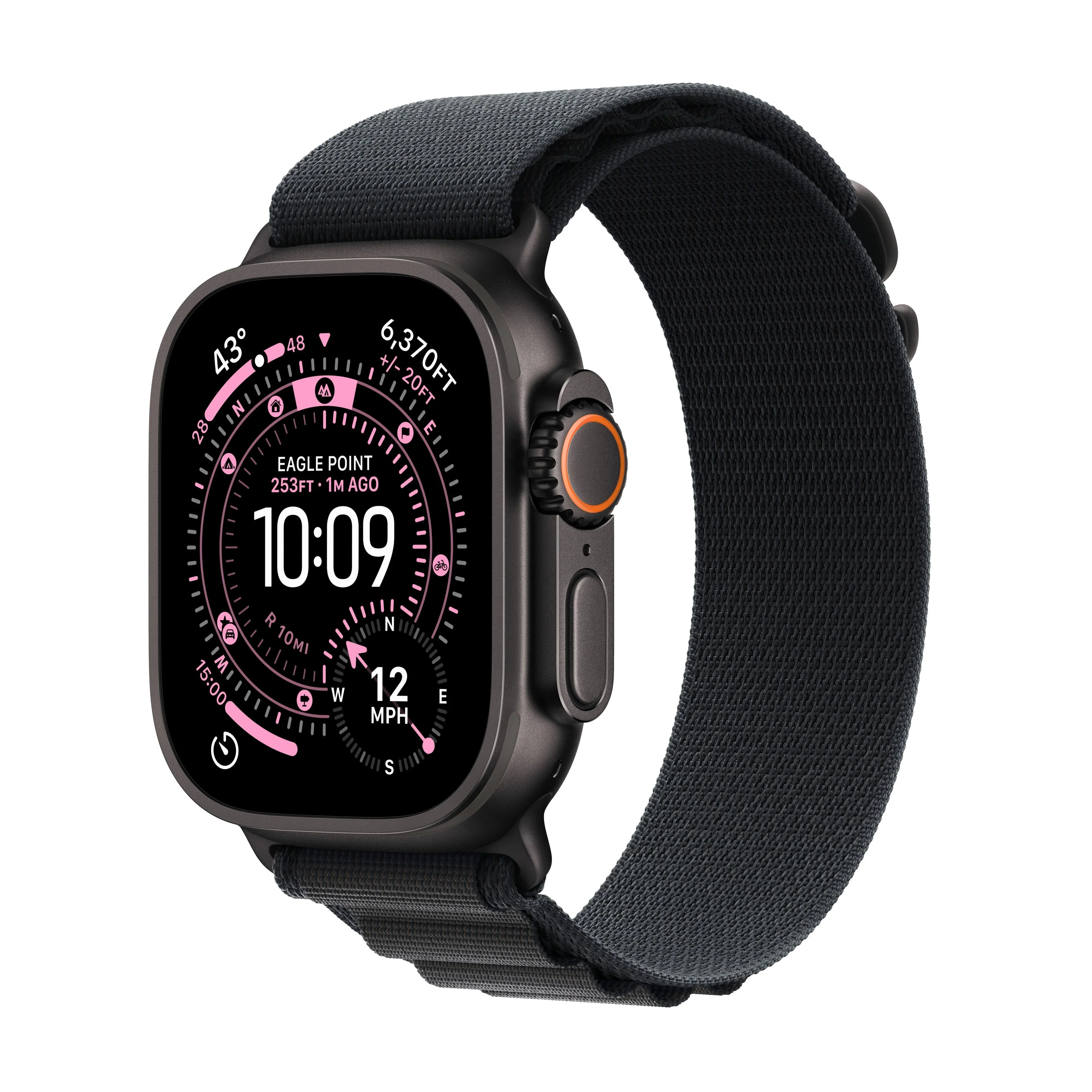 Apple Watch Ultra 3 GPS + Cellular 49mm Black Titanium Case with Black Alpine Loop - Medium