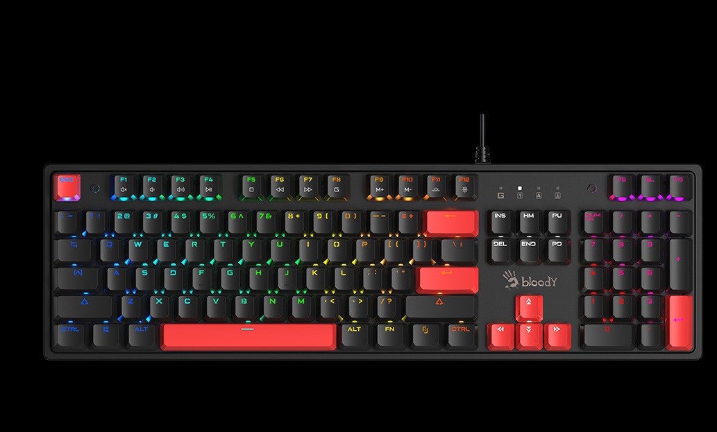 Keyboard A4 Bloody Gaming S520N Mechanical RGB Fire Black BLMS Red Switch