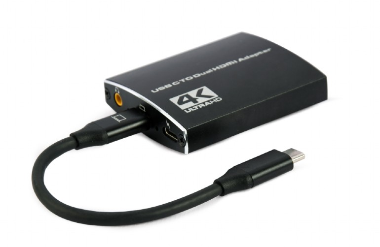 Adapter USB Type-C to Dual HDMI Black