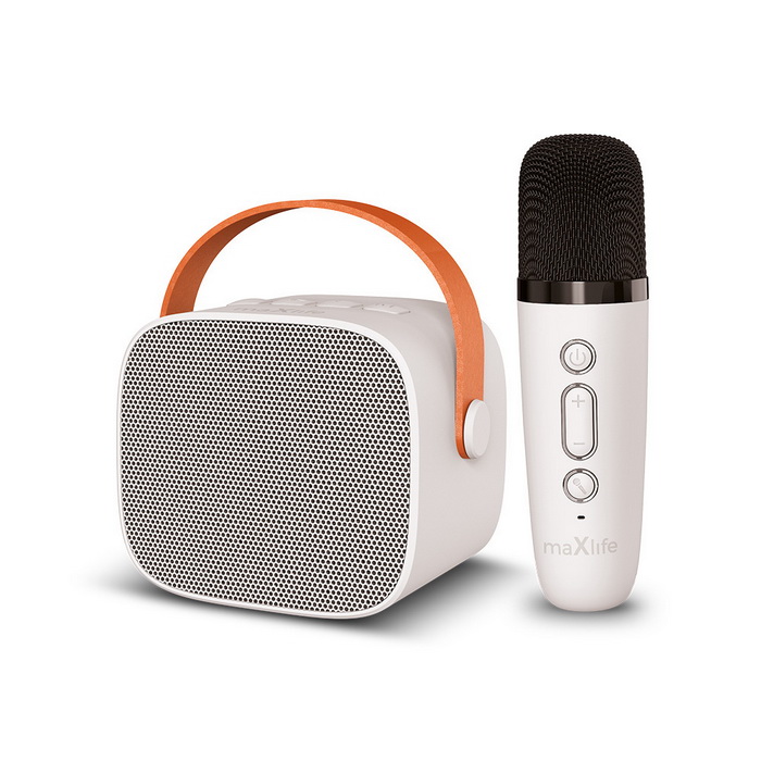 Speaker Maxlife MXKS-100 Mini Party KARAOKE w/BT, Microphone. microSD, USB, AUX-IN, LED White