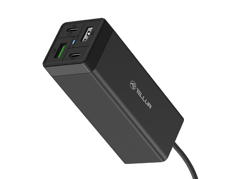 USB Universal Power Charger Tellur PDHC2 65W Dual Type-C PD /Dual USB QC 3.0 EU, US, UK Black