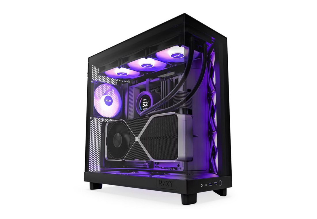 ATX Mid Tower Case NZXT H6 Flow Black RGB w/2x USB 3.2, Type-C, 3x 120mm(RGB Core)