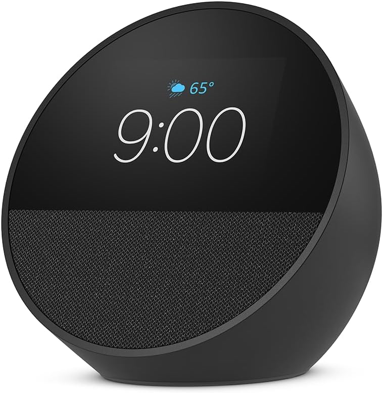 Amazon Echo Spot 2024 Smart Alarm Clock and Speaker Black