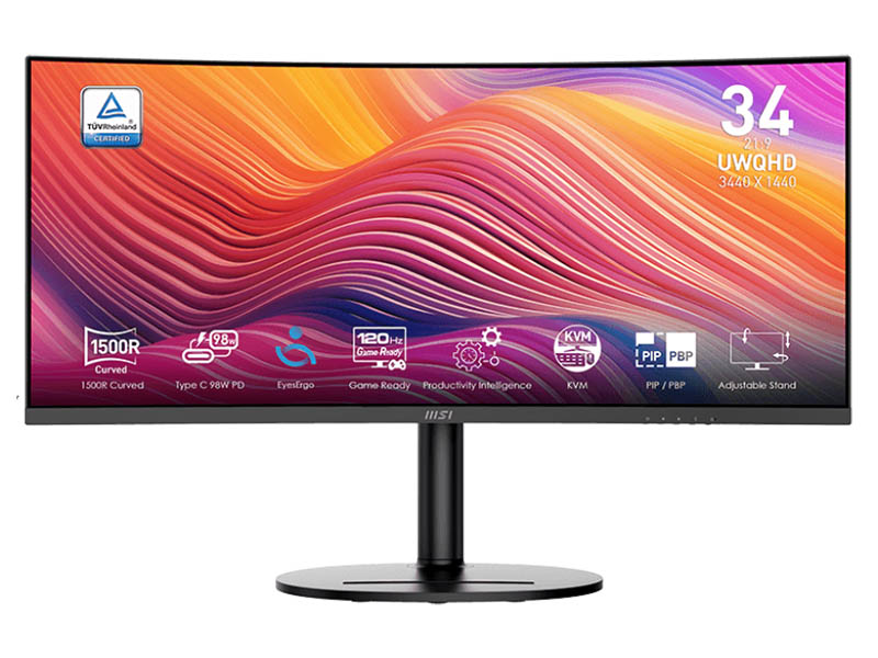Monitor 34" MSI Modern MD342CQP 120Hz, 3440x1440 UWQHD, 2xHDMI,DP,Type-C,98W PD,USB,Curved,21:9,HAS