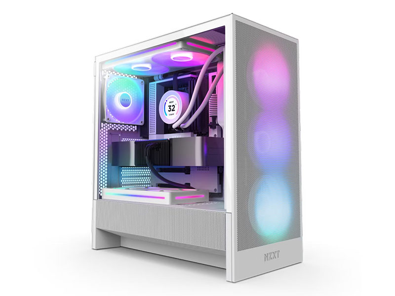 ATX Mid Tower Case NZXT H5 Flow (2024) RGB White w/USB 3.2, 1x 360mm (F360 RGB)/ 1x 120mm(F120Q)