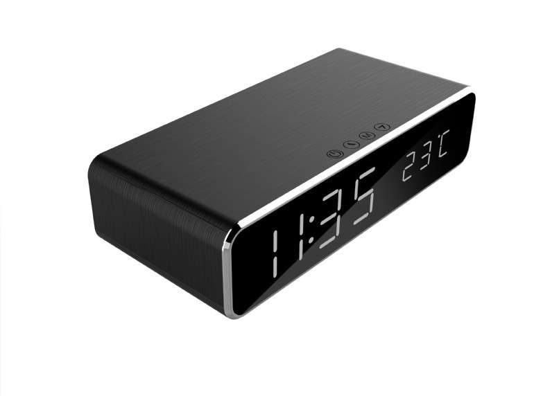 Digital Alarm Clock Gembird w/Wireless Charger and Thermometer Black