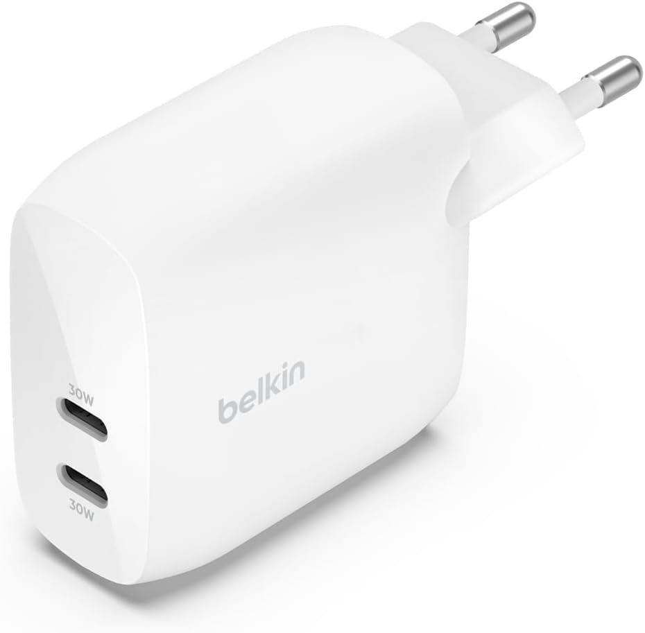USB Universal Power Charger Belkin 40W PD PPS 2x USB Type-C White