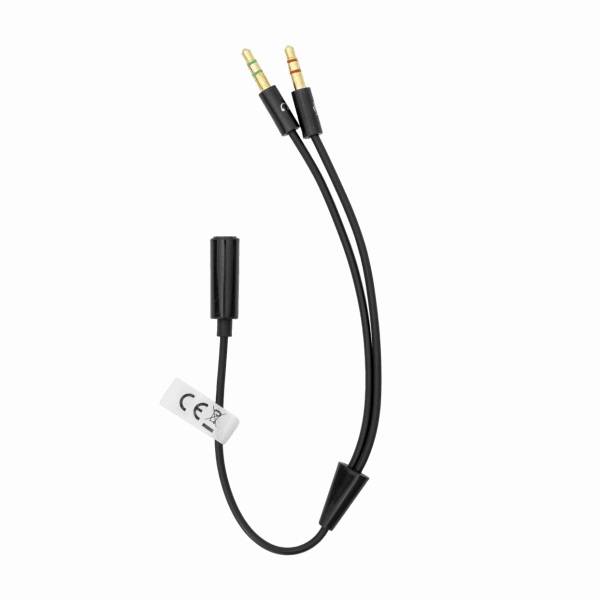 Cable Stereo Socket 3,5mm 4pin to Double Stereo Plug 3,5mm 0.2m audio Sbox Black Metal Connectors