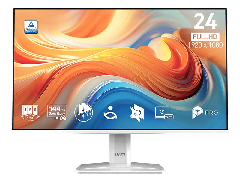 Monitor 24" MSI PRO MP243W E14 IPS, 144Hz, Gaming, 1ms, FHD, HDMI, DP, Tilt, Frameless, VESA, White