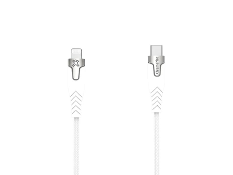 Cable USB Type-C to Lightning 2m XtremeMac Premium Braided Kevlar MFI White/Silver