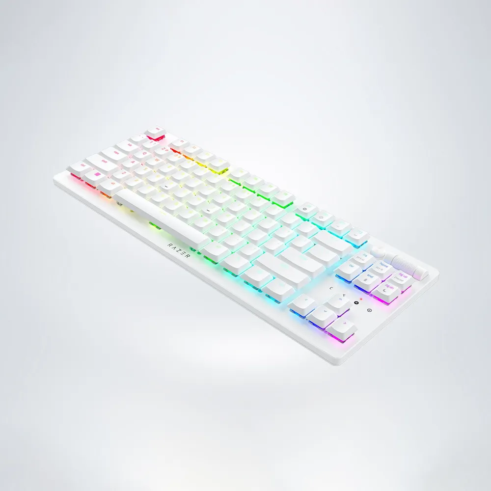 Keyboard Razer DeathStalker V2 Pro Wireless/BT/Type-C Optical Clicky Purple Gaming Low-Profile White