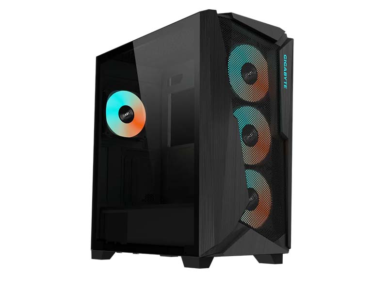 ATX Midi Tower Case Gigabyte C301 GLASS V2 Black w/2xUSB 3.0, USB 3.1 Type-C, 4x 120mm ARGB Fans