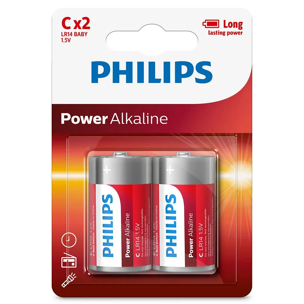 Batteries Philips C 2pack Power Alkaline