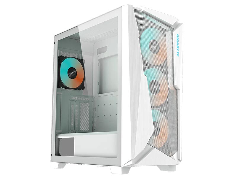 ATX Midi Tower Case Gigabyte C301 GLASS V2 White w/2xUSB 3.0, USB 3.1 Type-C, 4x 120mm ARGB Fans