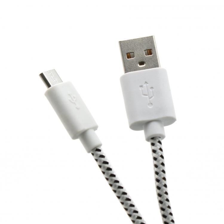 Cable USB 2.0 A-plug to Micro B-plug 1m SBOX Braided White