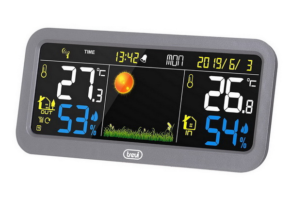 Digital Weather Station Trevi External Sensor/Radio/Color LCD Indoor/Outdoor
