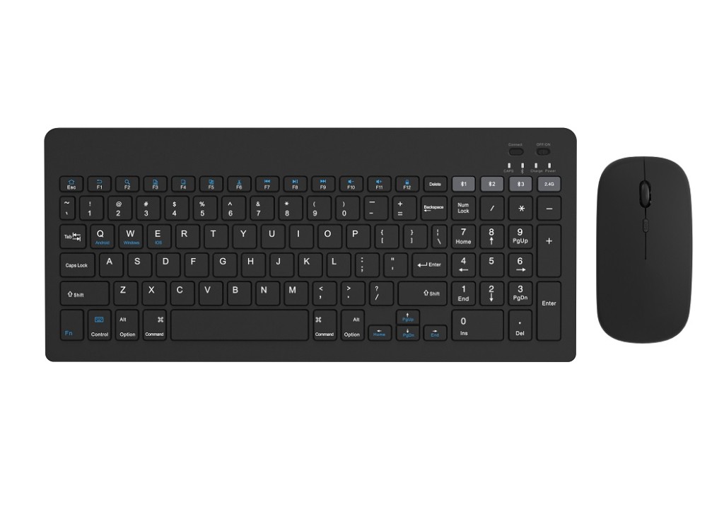 Keyboard Omega US + Mouse Wireless/Bluetooth Rech. Batt. Black