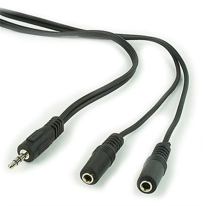 Cable Stereo Plug 3,5mm to Double Stereo Sockets 3,5mm 10cm audio Black