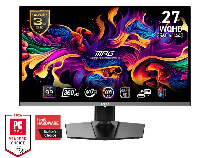 Monitor 27" MSI MPG 271QRX QD-OLED, 360Hz, 2560x1440 WQHD 16:9, HDR400, HDMIx2, DP, Type-C(90W PD)
