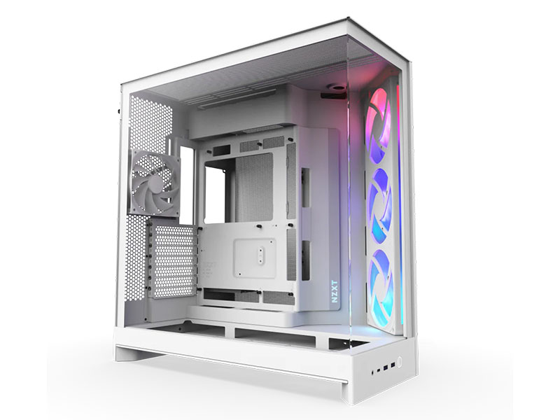 ATX Midi Tower Case NZXT H9 Flow (2025) RGB White w/USB 3.2, Type-C, 1x 420mm (F420 RGB), 1x F120Q
