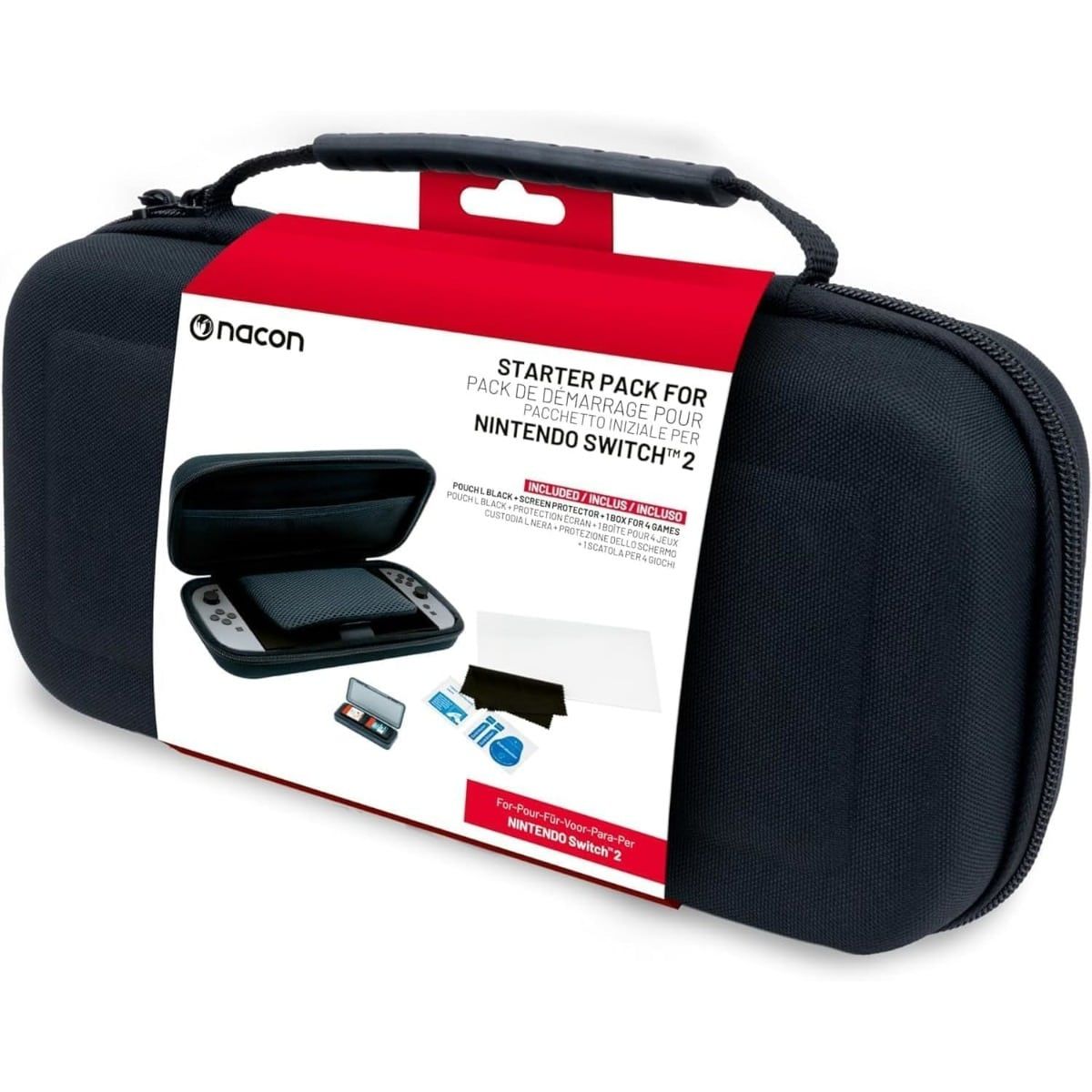 Nacon Nintendo Switch 2 Rigid Pouch L Starter Pack (Storage/Screen Protector/Cloth)