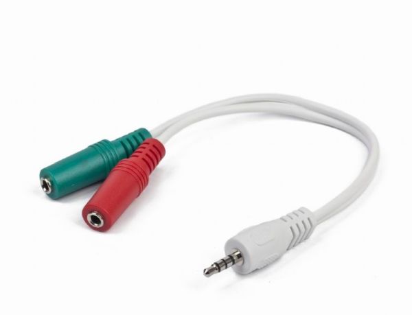 Cable Stereo Plug 3,5mm 4pin to Double Stereo Sockets 3,5mm 0.2m audio White
