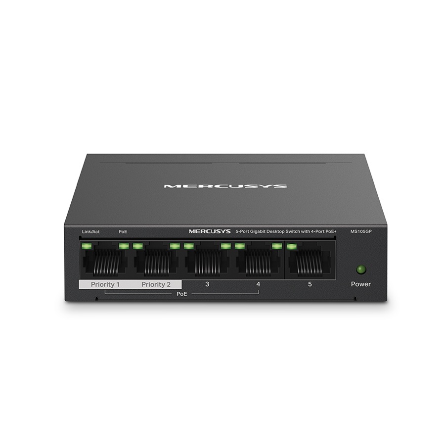 Mercusys Switch 5port Gigabit MS105GP w/4port POE+