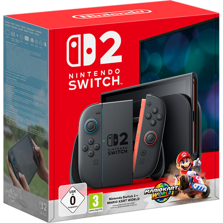Nintendo Switch 2 Console Black EU Red/Blue w/Mario Kart World Bundle