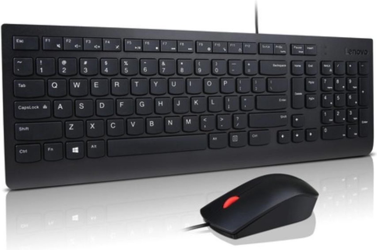 Keyboard Lenovo Essential Wired w/Mouse Combo USB Black