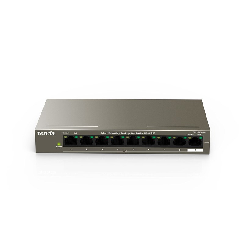 Tenda Switch 9port 10/100 w/8-Port POE Switch TEF1109P 63W