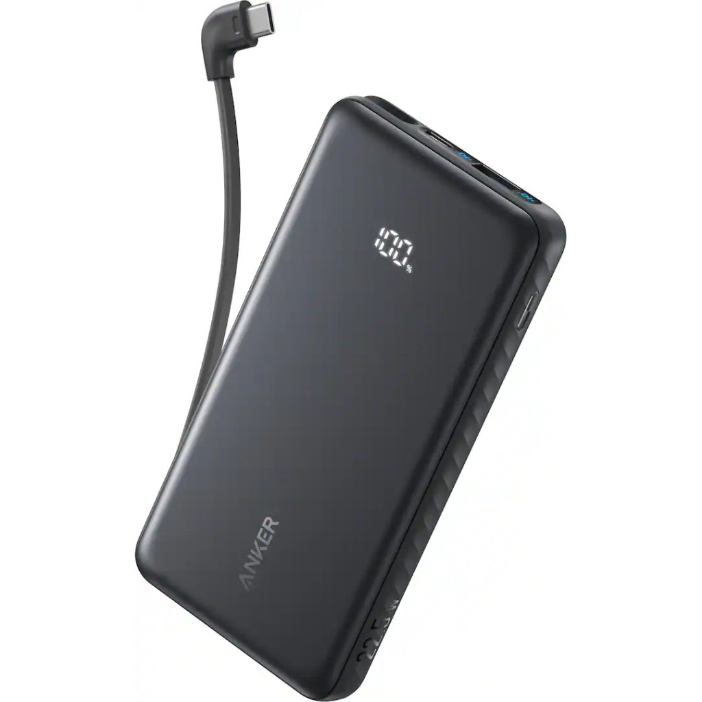 Power Bank Anker Zolo 10K, 22.5W, (Built-In USB-C Cable) Black