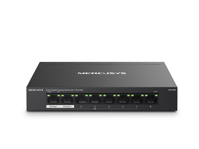 Mercusys Switch 8port Gigabit MS108GP w/7port POE+