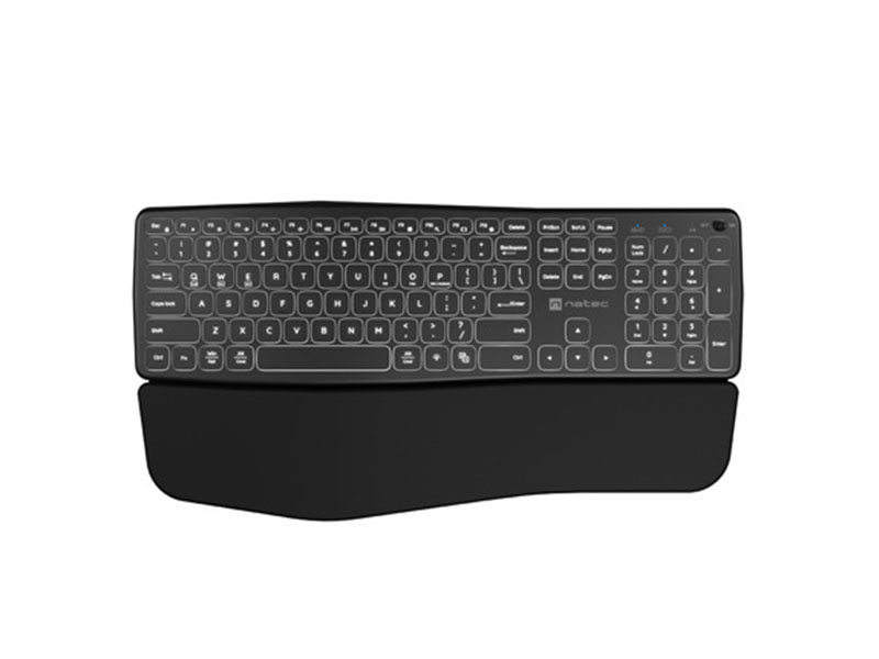 Keyboard Natec Wireless Porifera Bluetooth + 2.4GHz Backlight Ergonomic